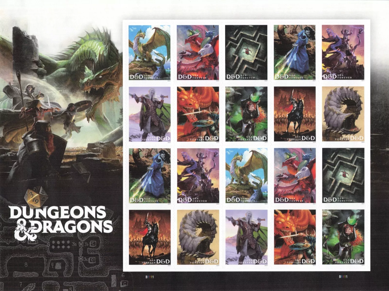 #5918a Dungeons & Dragons, Souvenir Sheet of 20