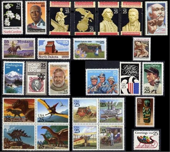 US Postage 1989 Year Set of Commemorative Postage Stamps
