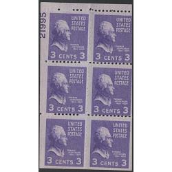 #807a Washington 3¢ Light Violet Booklet Pane (6) w/#21995