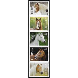 #5895b Horses, Strip of Five