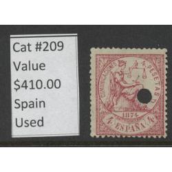 #209 Spain, Used, Catalog Value $410.00